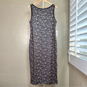 Women’s Joyfolie “Lizette” Midi Dress Size Large Black and Cream Floral Print